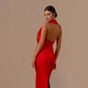 Robe Portefeuille Rouge Satin-1