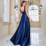 Robe Satin Bleu Roi-1