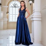 Robe Satin Bleu Roi