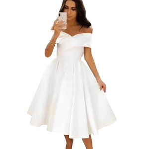 robe blanche satin trapeze 2