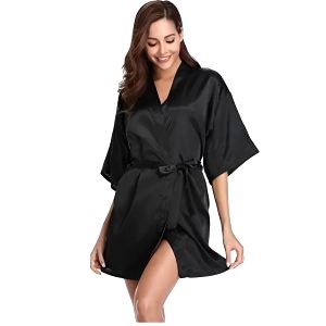 robe chemise satin noir 2