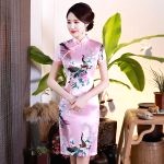 robe chinoise satin rose