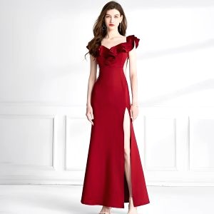 robe de bal rouge satin