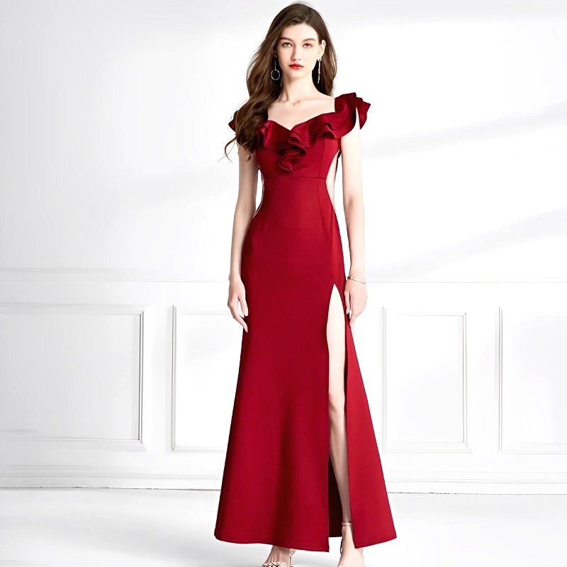 robe de bal rouge satin
