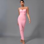 robe fine bretelle longue satin rose