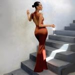 robe longue satin marron 2