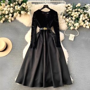 robe noir ceinture satin 2