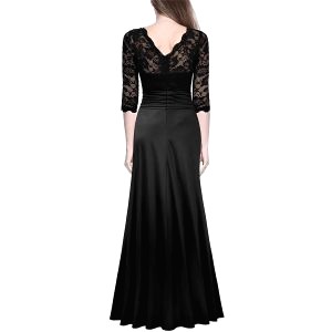 robe noir dentelle satin 2