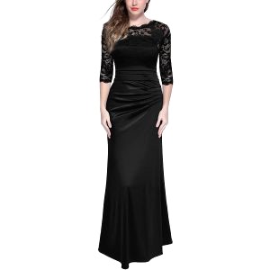 robe noir dentelle satin