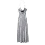 robe satin argente