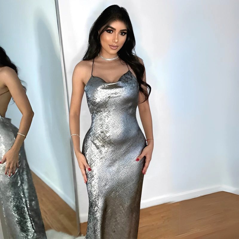robe satin argente 3