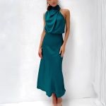 robe satin bleu canard 3