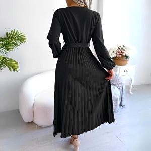 robe satin plissee noir 2