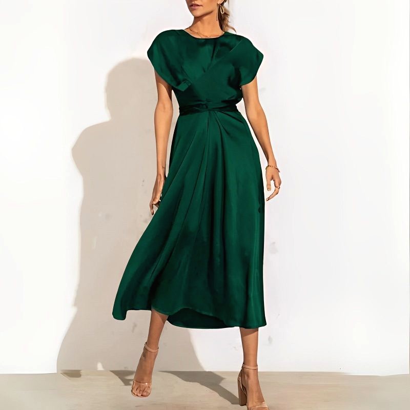 robe satin vert bouteille