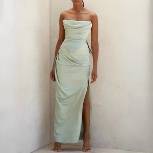 robe satin vert pastel