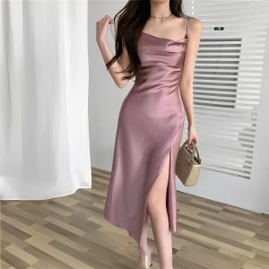 robe satin vieux rose