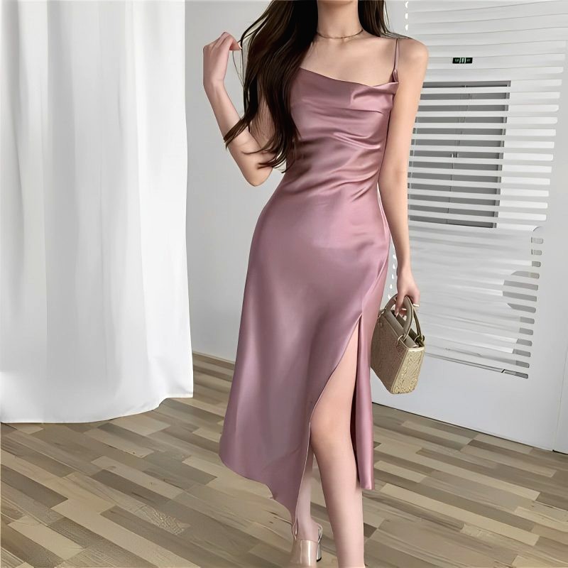 robe satin vieux rose