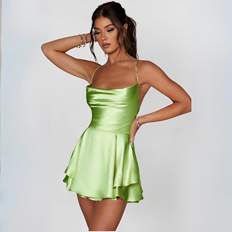 robe verte pomme satin